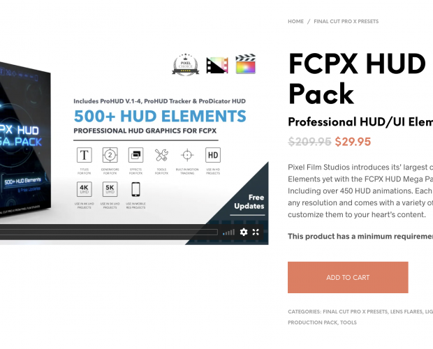 FCPX HUD Mega Pack from Pixel Film Studios - Cover Image