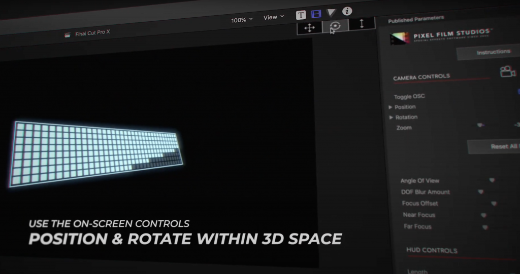 The FCPX HUD Mega Pack has on-screen controls in the viewer