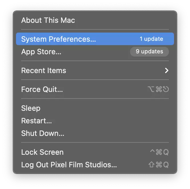 Apple Menu System Preferences